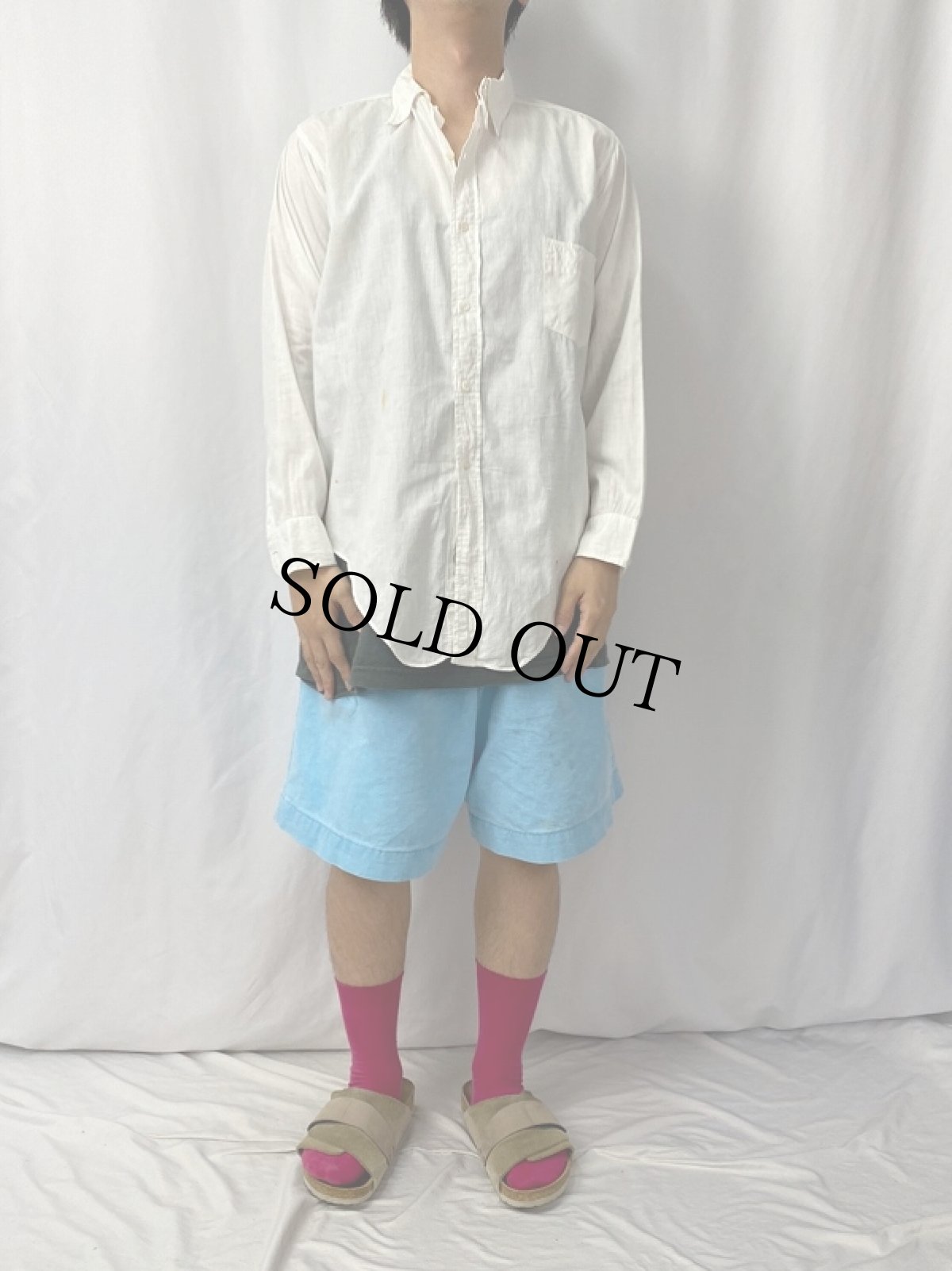 画像2: 40's GENUINE Broadcloth マチ付き コットンドレスシャツ (2)