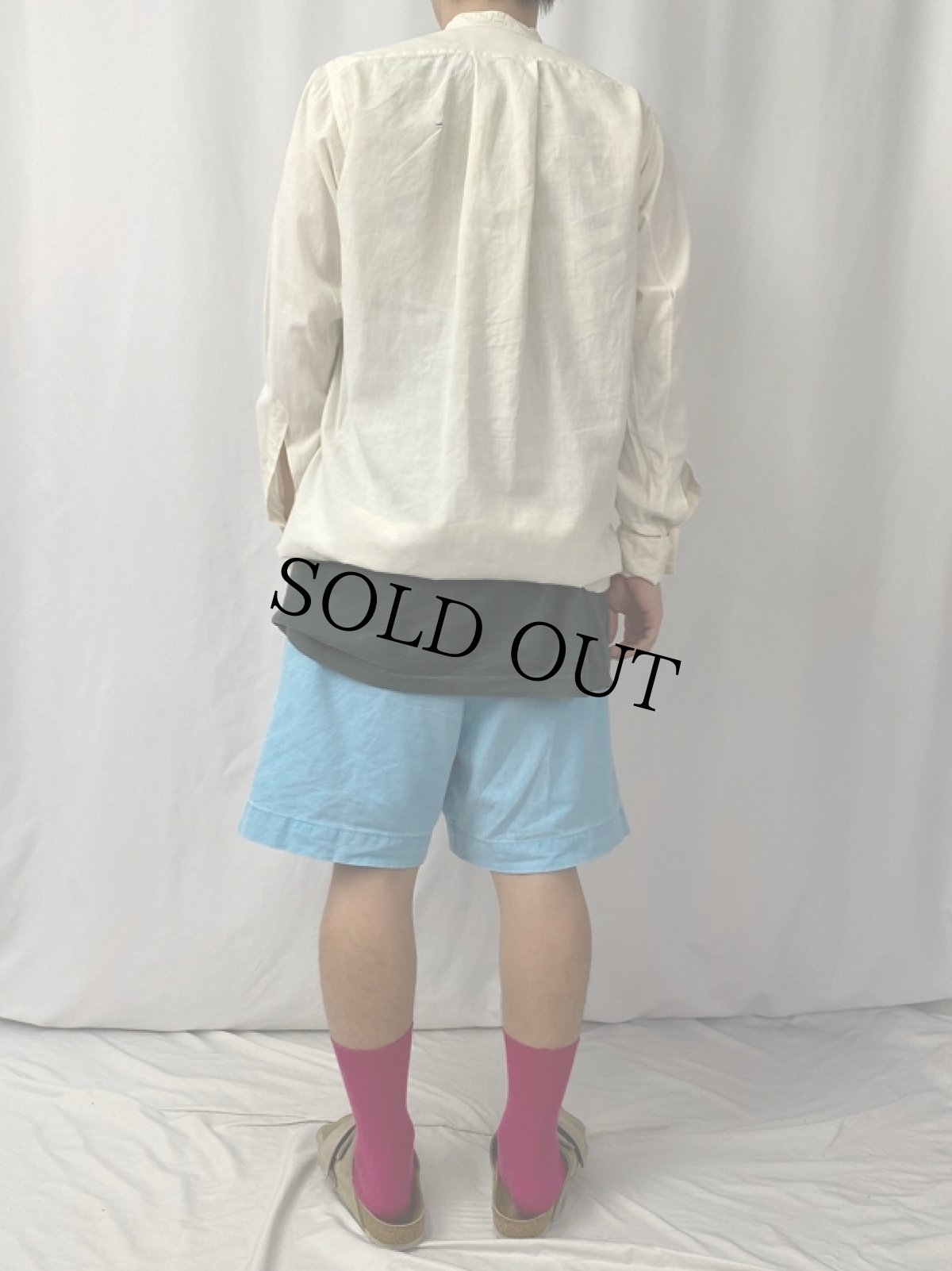 画像4: 【SALE】 40's "イカ胸×デタッチャブルカラー×マチ付き×織り柄" コットンドレスシャツ (4)