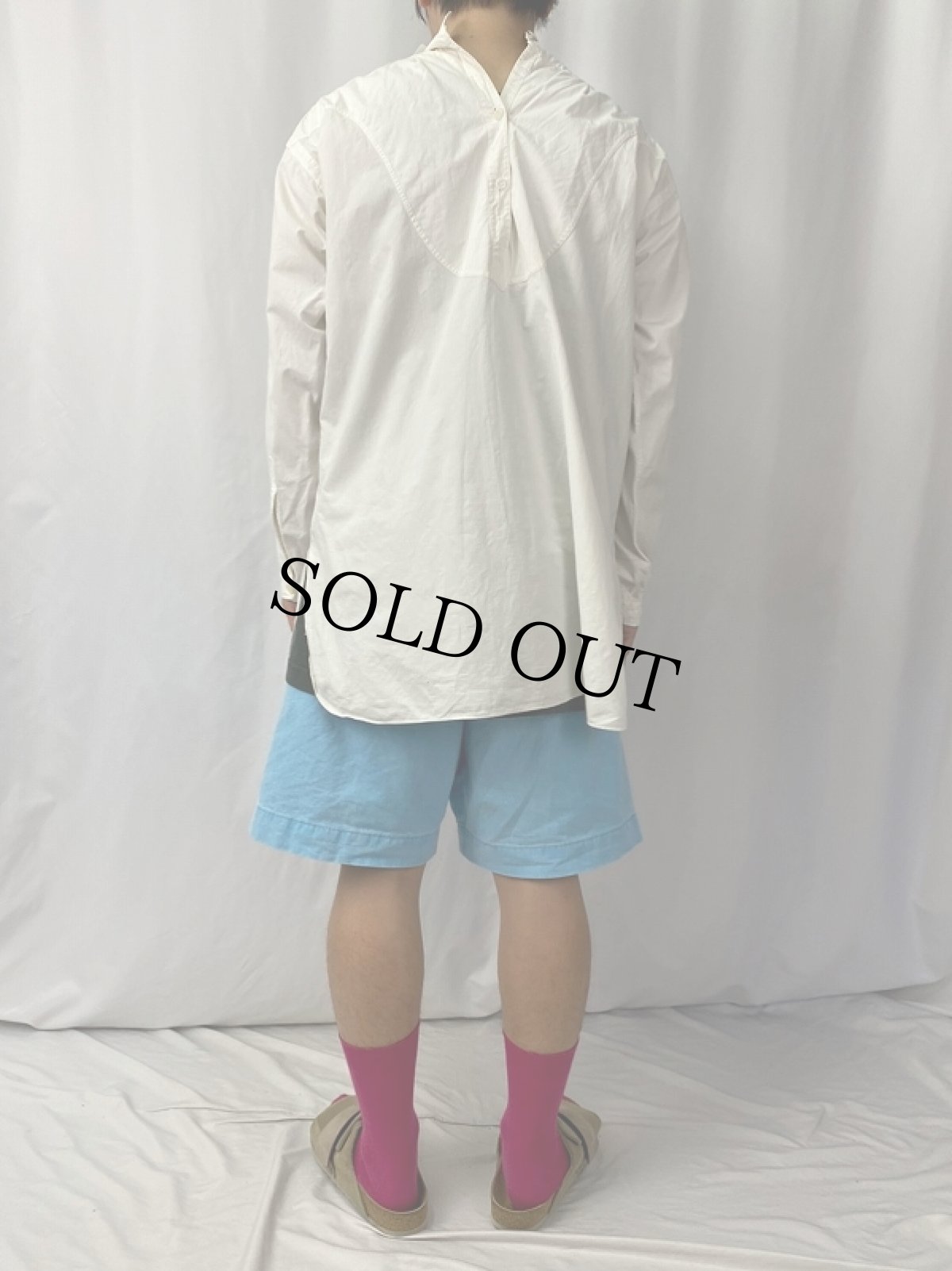 画像4: 40's Warranted New York Hills "イカ胸×デタッチャブルカラー×マチ付き" コットンドレスシャツ (4)