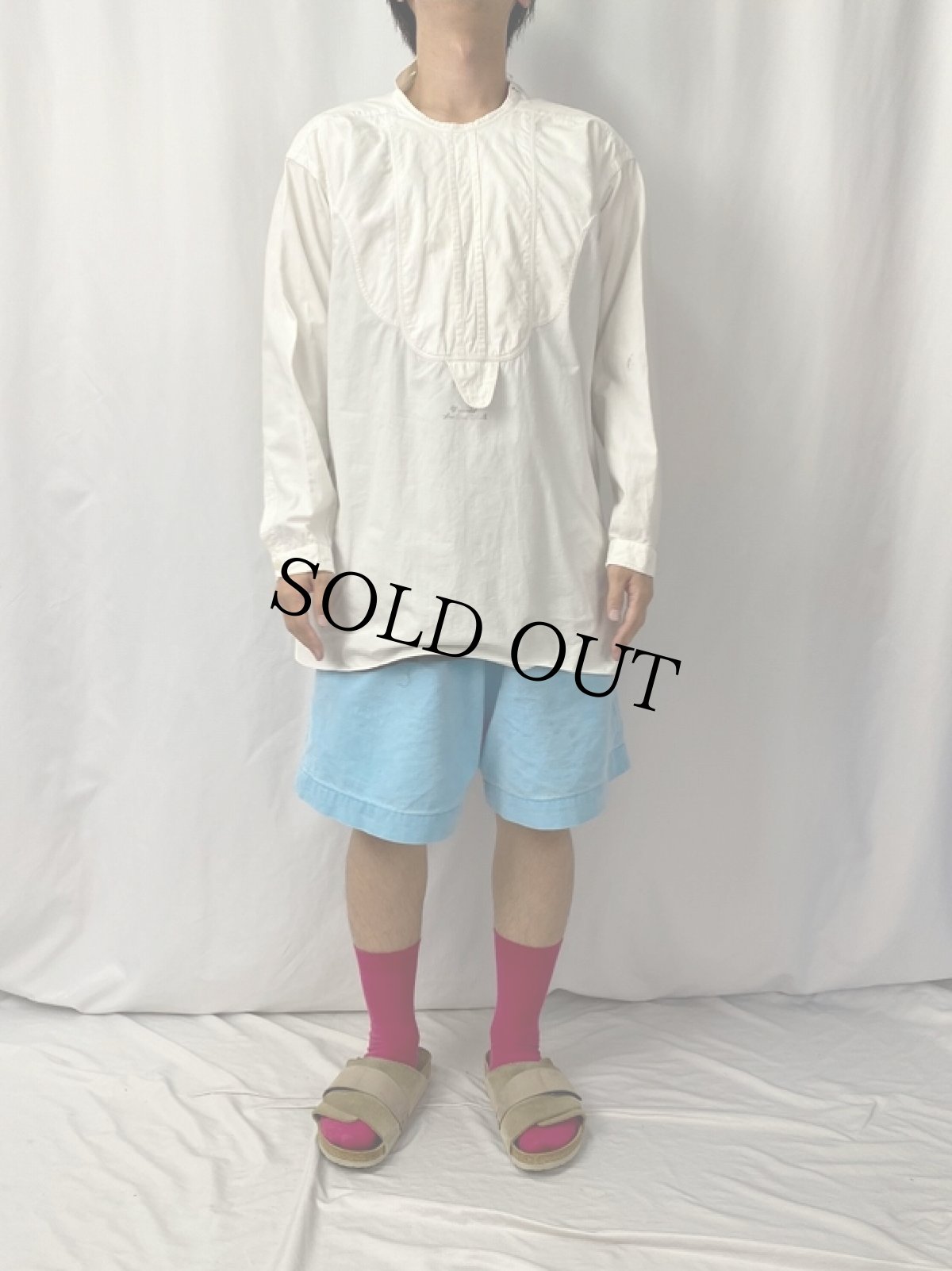 画像2: 40's Warranted New York Hills "イカ胸×デタッチャブルカラー×マチ付き" コットンドレスシャツ (2)