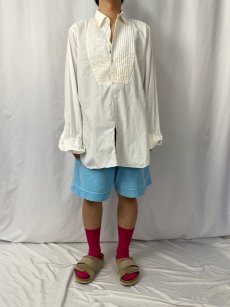 画像2: 【SALE】 40's "イカ胸×ダブルカフス×マチ付き×織り柄" コットンドレスシャツ (2)