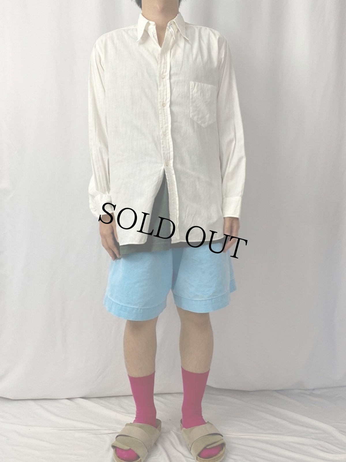 画像2: 40's Laurel マチ付き コットンシャツ (2)