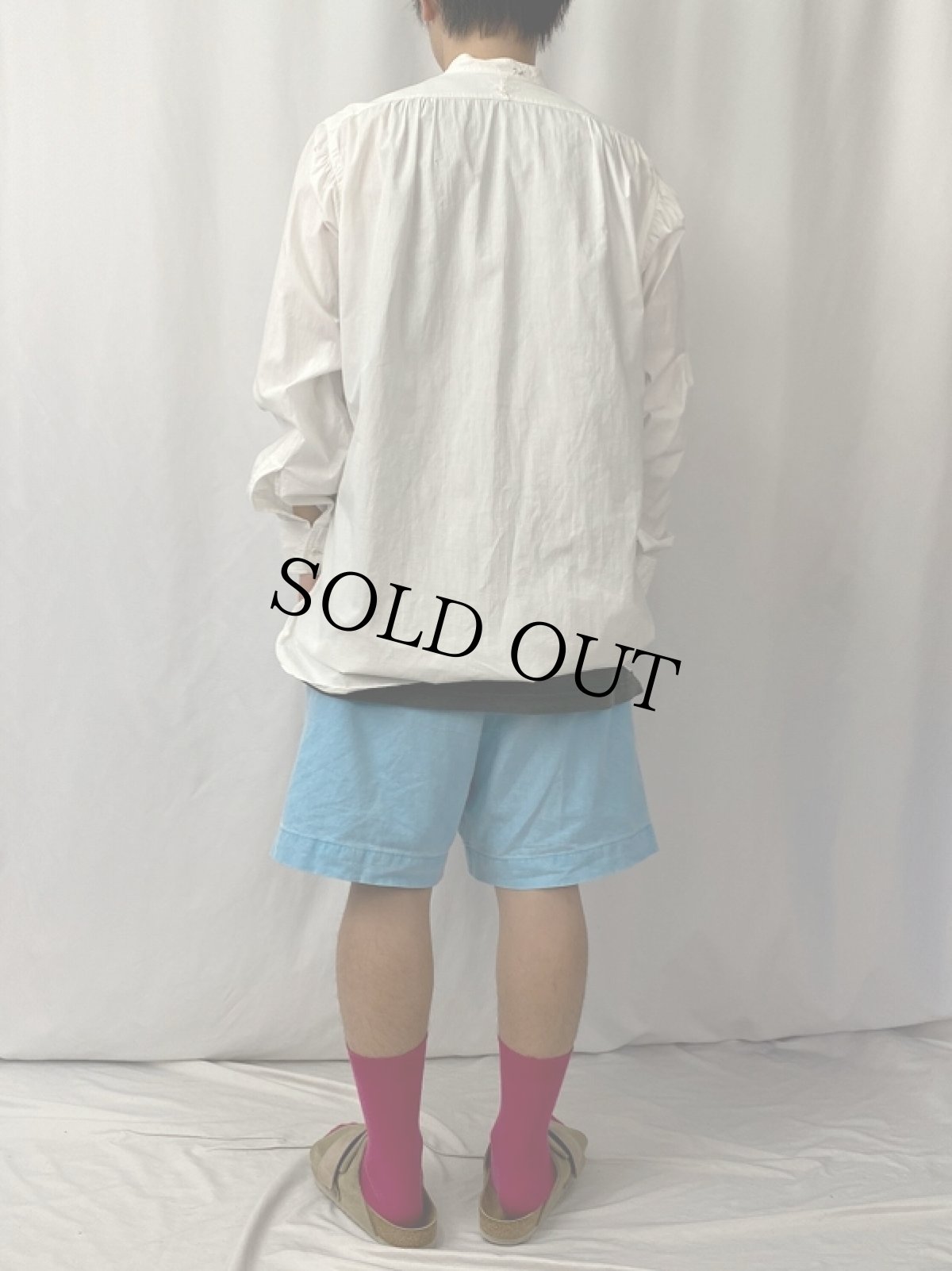 画像4: 40's "イカ胸×デタッチャブルカラー×マチ付き" コットンドレスシャツ (4)