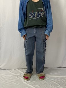 画像2: S.O.H.O. ストライプ柄 デザインコットンカーゴパンツ W32 (2)
