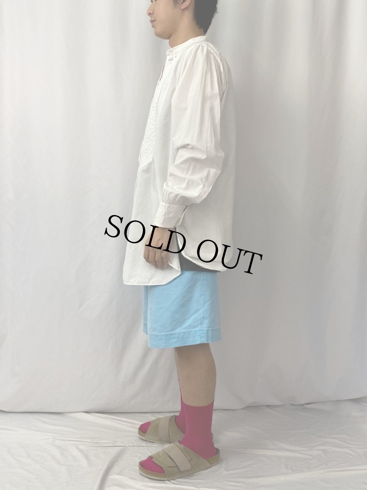 画像3: 40's "イカ胸×デタッチャブルカラー×マチ付き" コットンドレスシャツ (3)