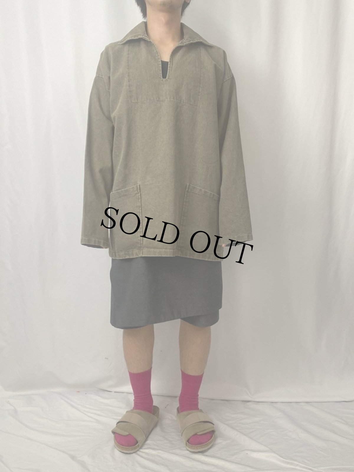 画像2: KINSALE SMOCKS カラーデニム フィッシャーマンスモック XL (2)
