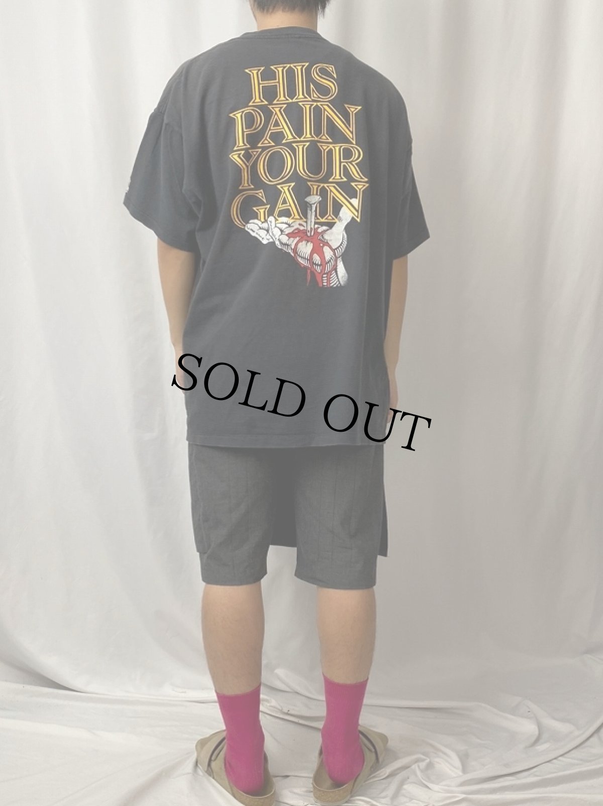 画像4: 90's LORD'S GYM USA製 "HIS PAIN YOUR GAIN" ジーザスパロディTシャツ XXL (4)