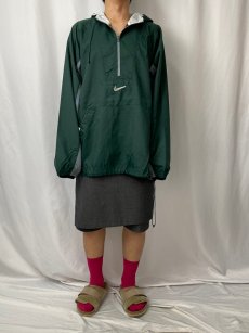 画像2: 90's〜 NIKE ロゴ刺繍 ナイロンアノラックパーカー XL (2)