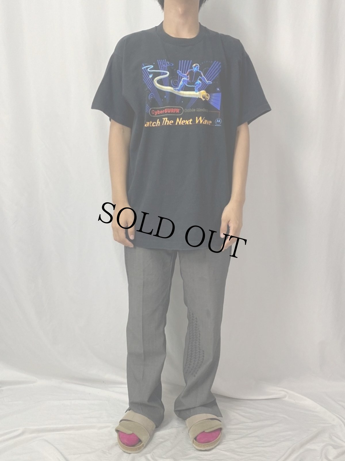 画像2: 90's MOTOROLA USA製 "CyberSURFR" 携帯電話企業Tシャツ XL (2)