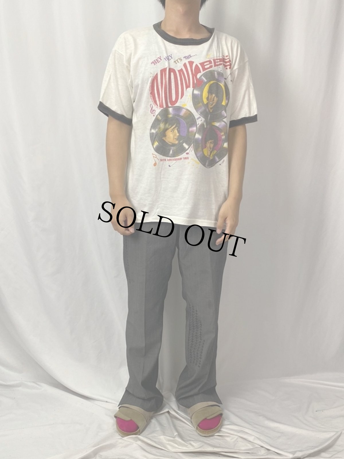 画像2: 80's MONKEES USA製 ロックバンドツアー リンガーTシャツ XL (2)