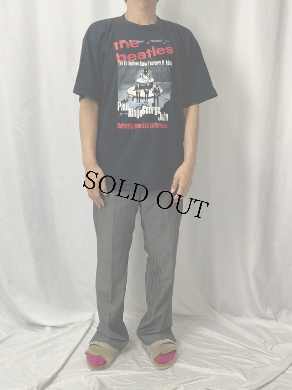 画像2: 90〜00's THE BEATLES "The Ed Sullivan Show" ロックバンドTシャツ L (2)