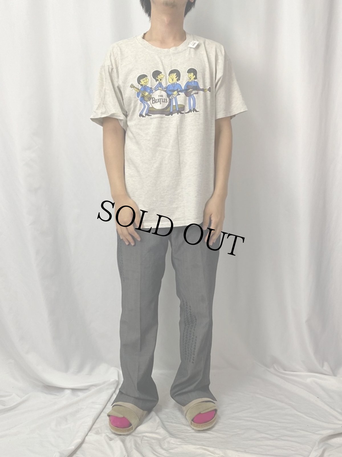 画像2: 90's THE BEATLES ロックバンドイラストプリントTシャツ L (2)