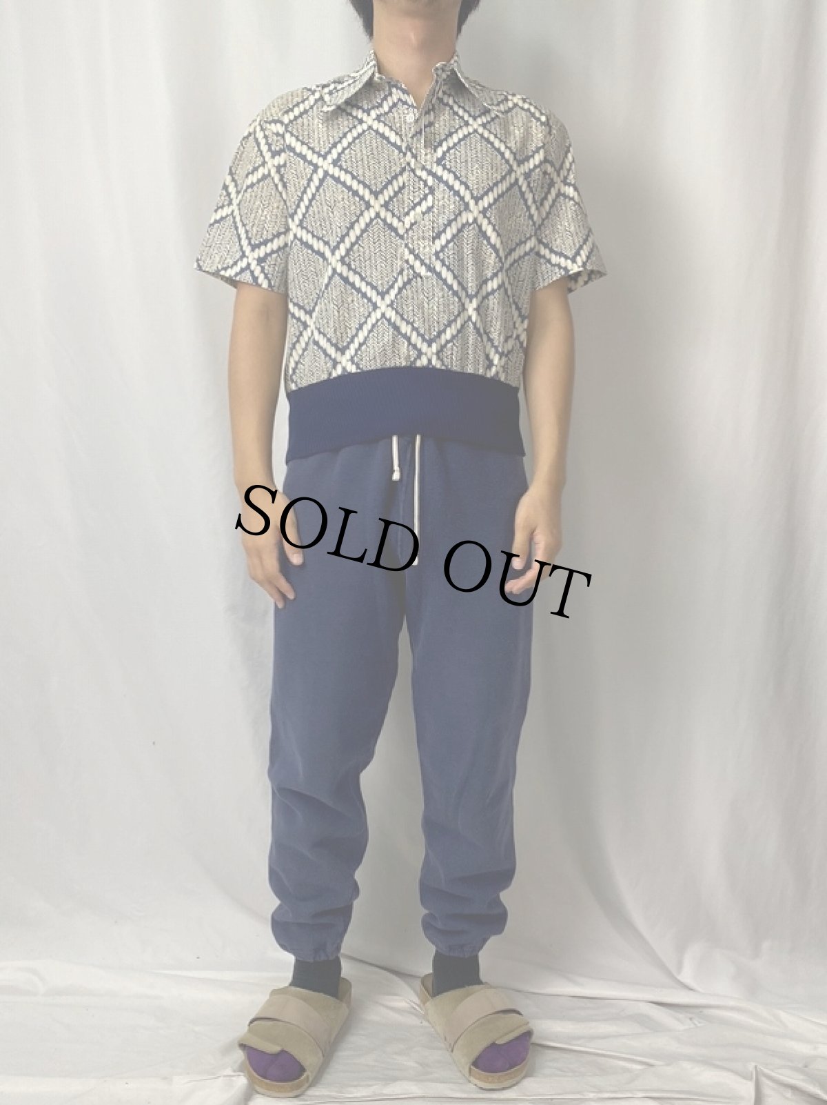 画像2: 70's ニット柄 プルオーバーシャツ (2)