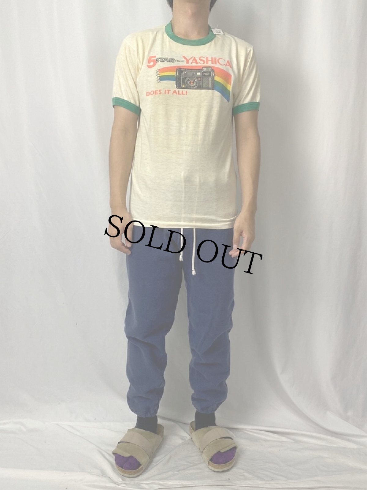 画像2: 70's USA製 "5STAR FROM YASHICA" カメラメーカーリンガーTシャツ L (2)