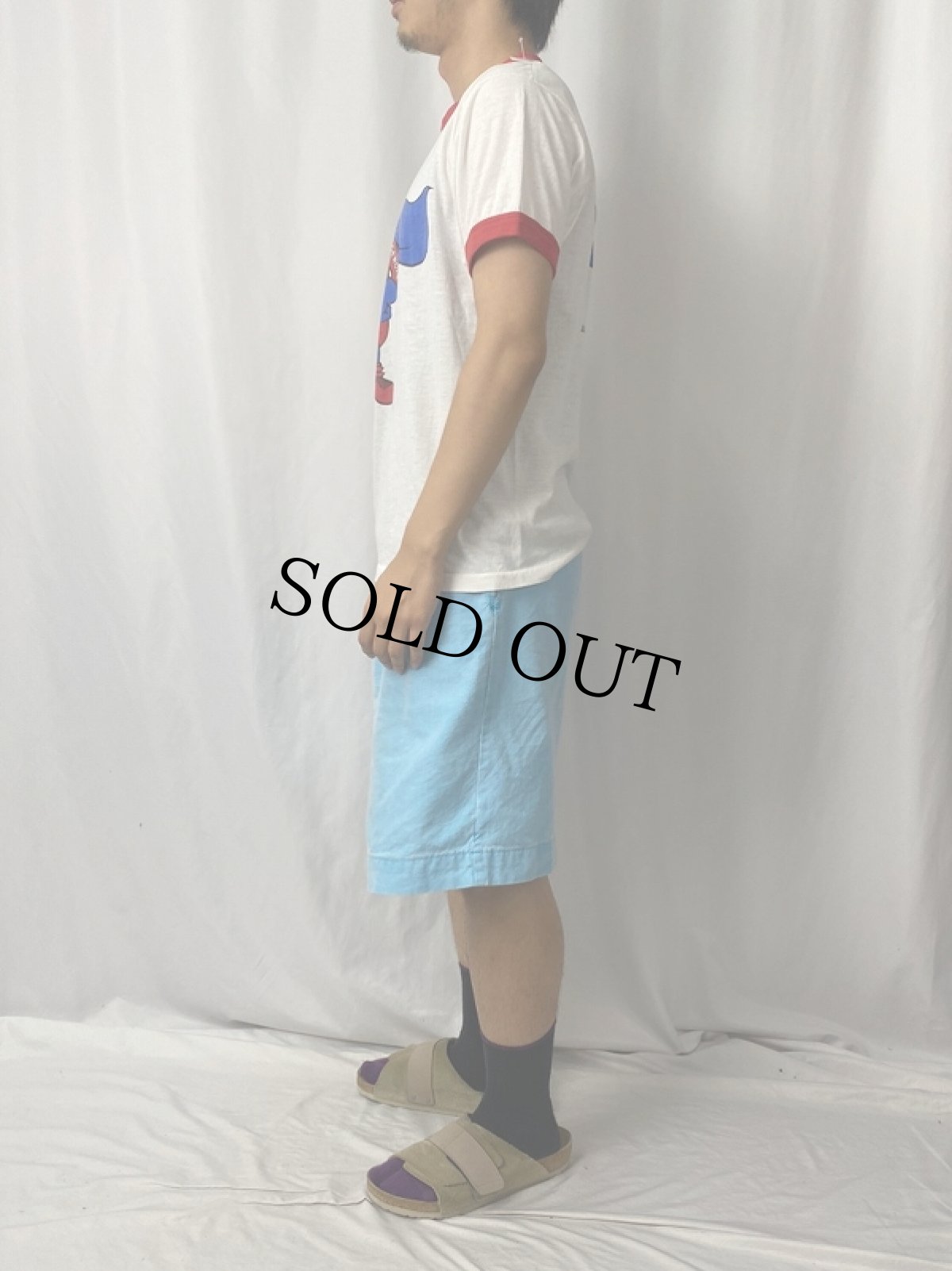 画像3: 80's Budweiser USA製 "BUD MAN" ビールメーカーリンガーTシャツ L (3)