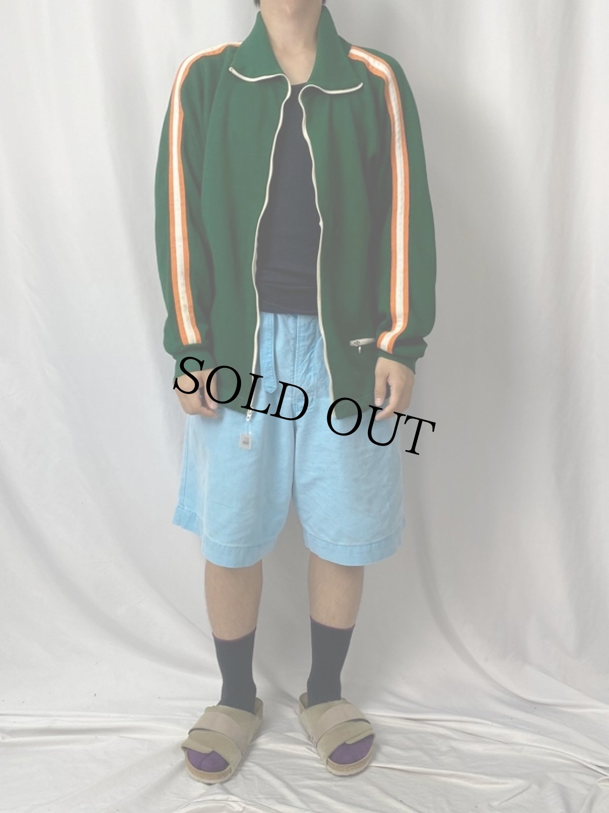 画像2: 70's〜 ラインデザイン ハイネック ニットジップジャケット (2)