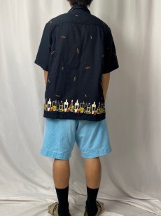 画像4: 80〜90's Da Vinci カクテル柄 オープンカラーポリエステルシャツ XL (4)