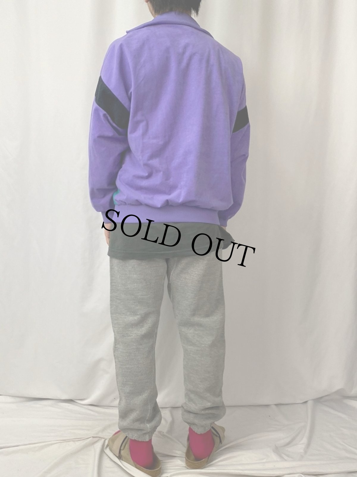 画像4: 70〜80's FRANCE製 切り替えデザイン ベロアジップジャージ M (4)