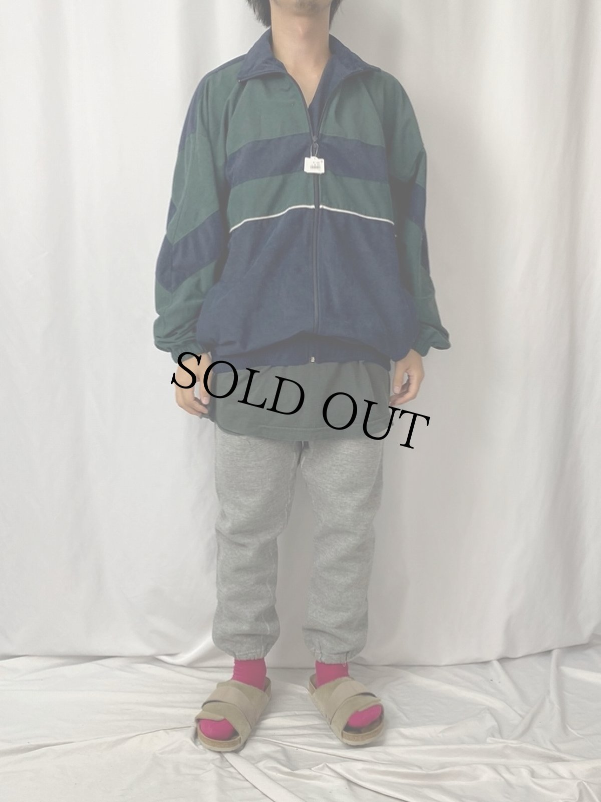 画像2: 70〜80's 切り替えデザイン ベロアジップジャージ SIZE5 (2)