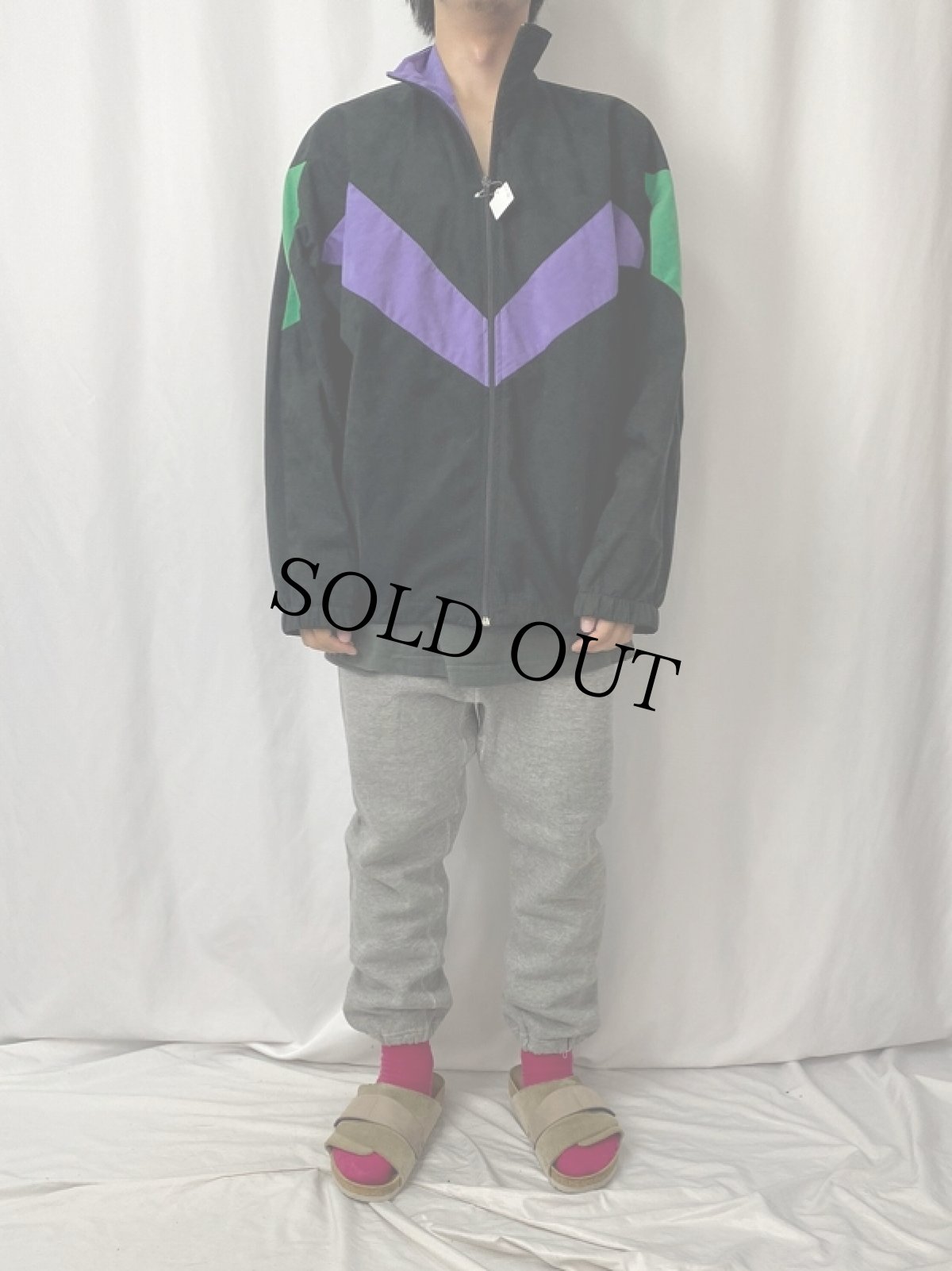 画像2: 70〜80's 切り替えデザイン ベロアジップジャージ SIZE3 (2)