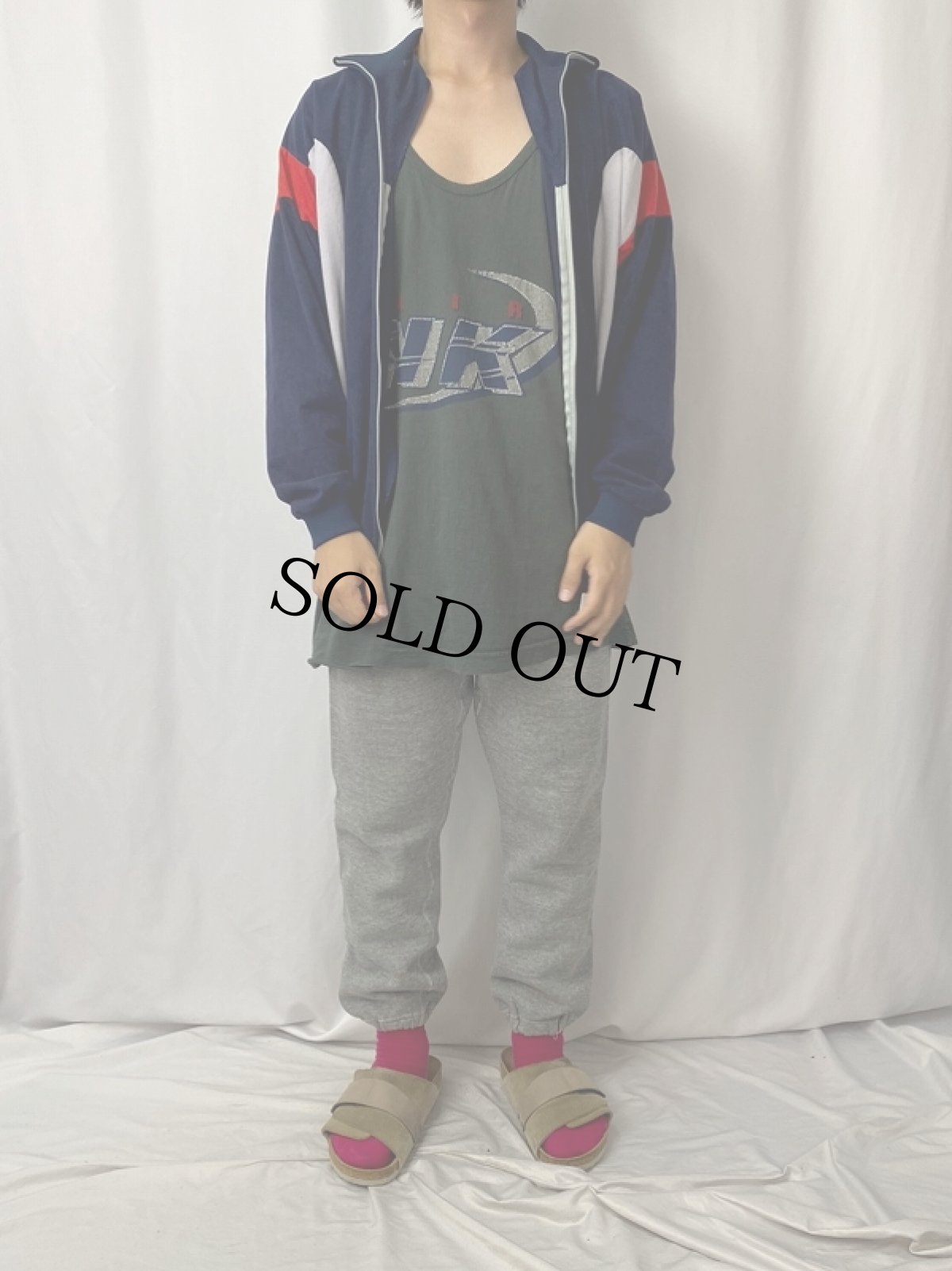 画像2: 70〜80's 切り替えデザイン ベロアジップジャージ (2)