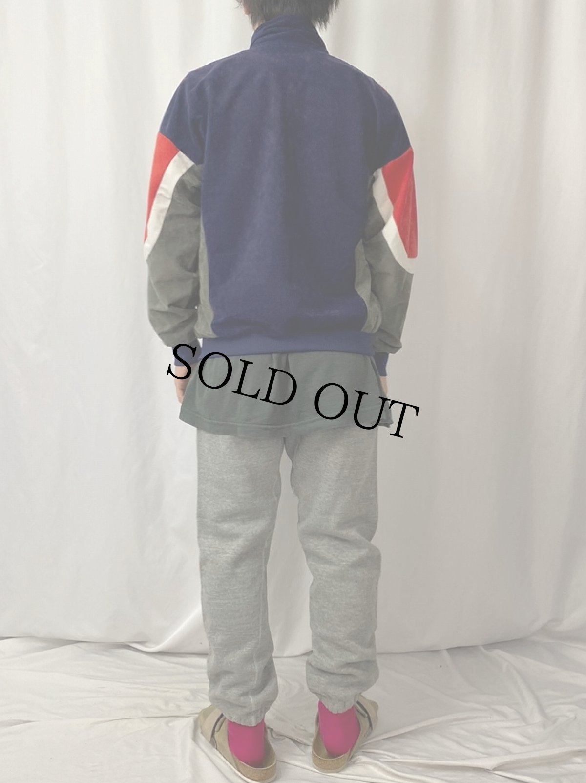 画像4: 70〜80's DL Sport ロゴ刺繍 切り替えデザイン ベロアジップジャージ (4)