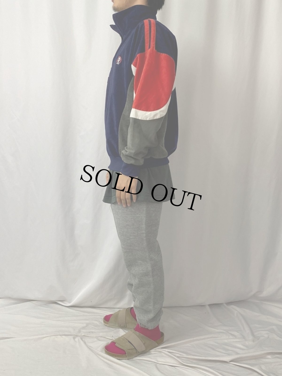 画像3: 70〜80's DL Sport ロゴ刺繍 切り替えデザイン ベロアジップジャージ (3)