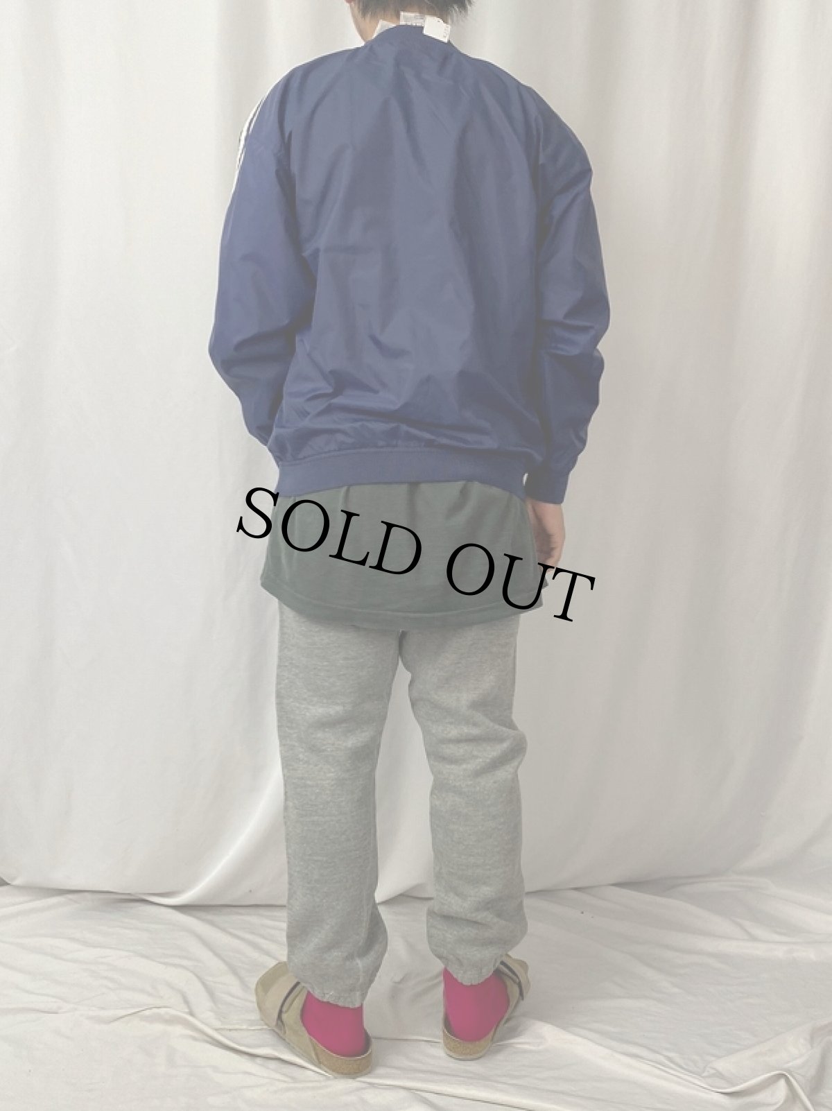 画像4: 2000's adidas ロゴ刺繍 ナイロンプルオーバー XL (4)