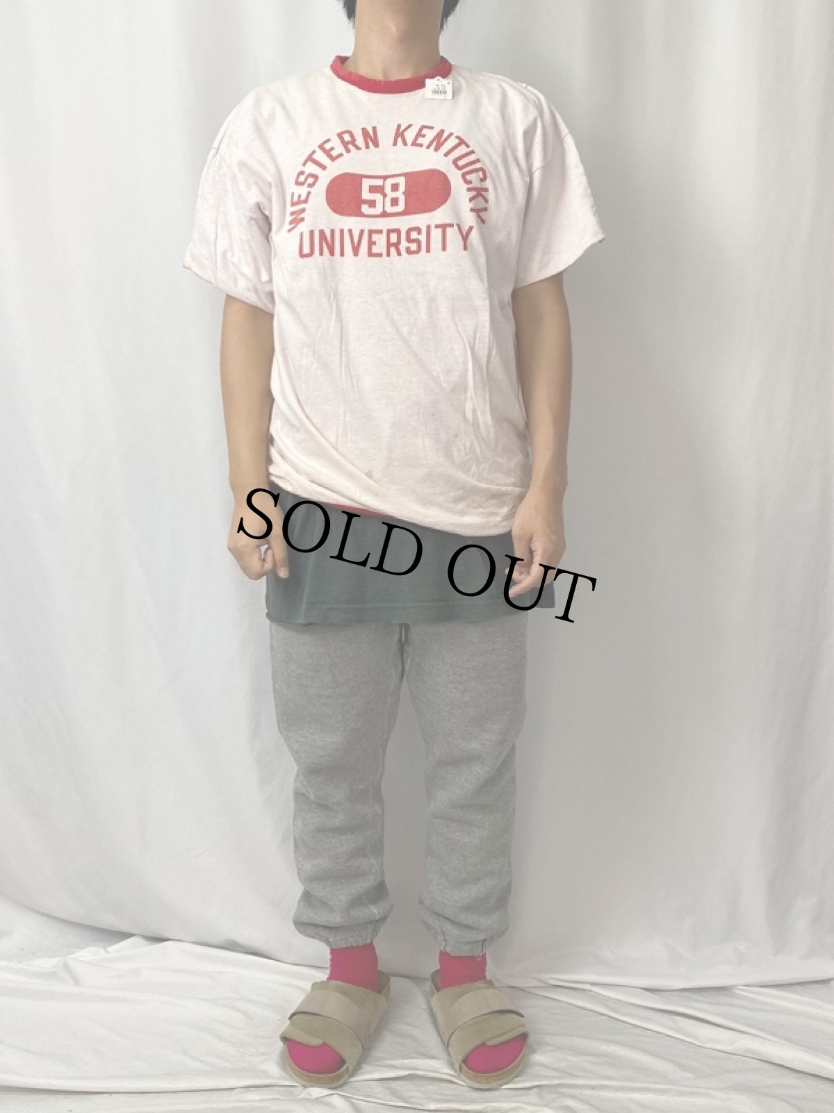 画像3: 70's Champion バータグ USA製 "WESTERN KENTUCKY UNIVERSITY" 染み込みプリント リバーシブルTシャツ XL (3)