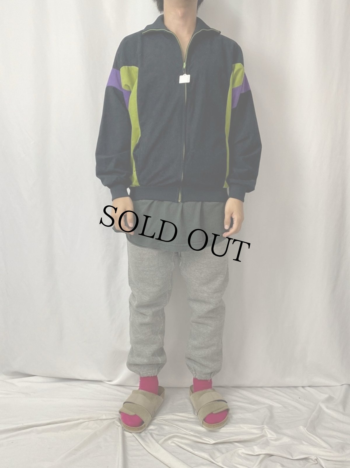 画像2: 70〜80's 切り替えデザイン ベロアジップジャージ (2)