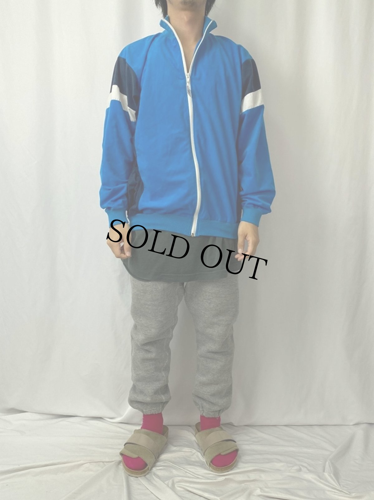 画像2: 70〜80's 切り替えデザイン ベロアジップジャージ (2)