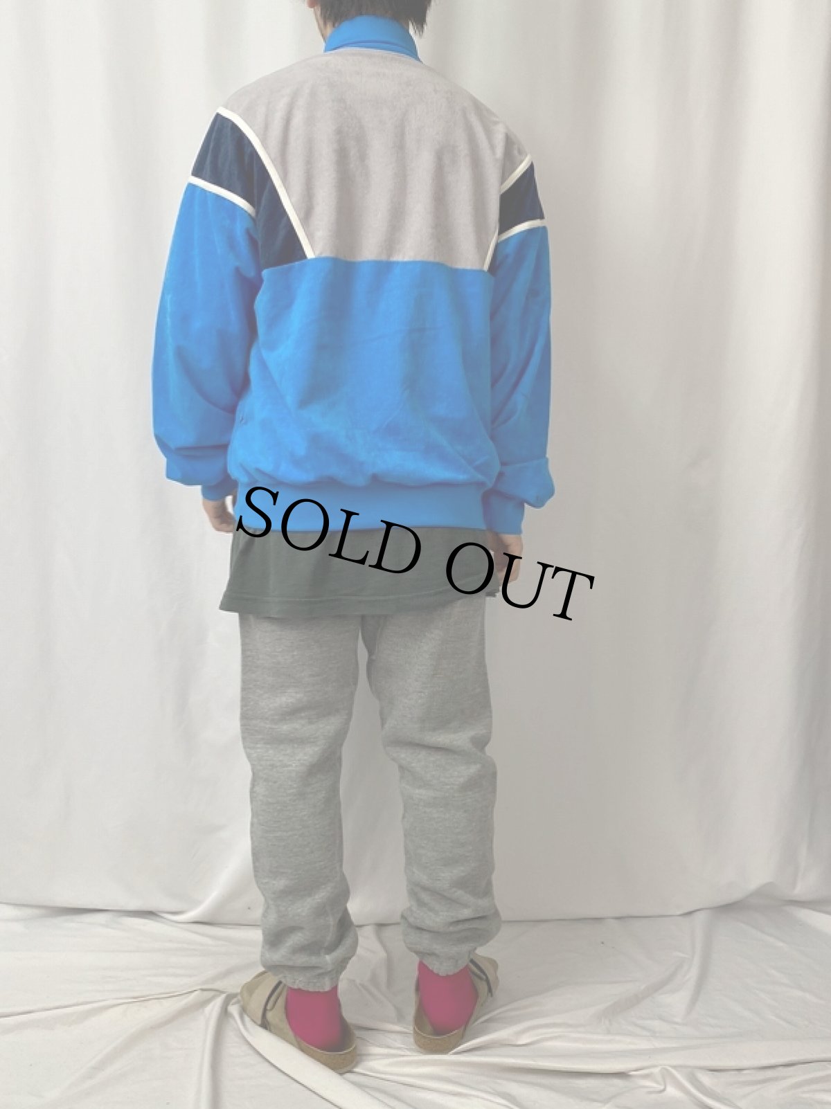 画像4: 70〜80's Le coq sportif 切り替えデザイン ベロアジップジャージ (4)