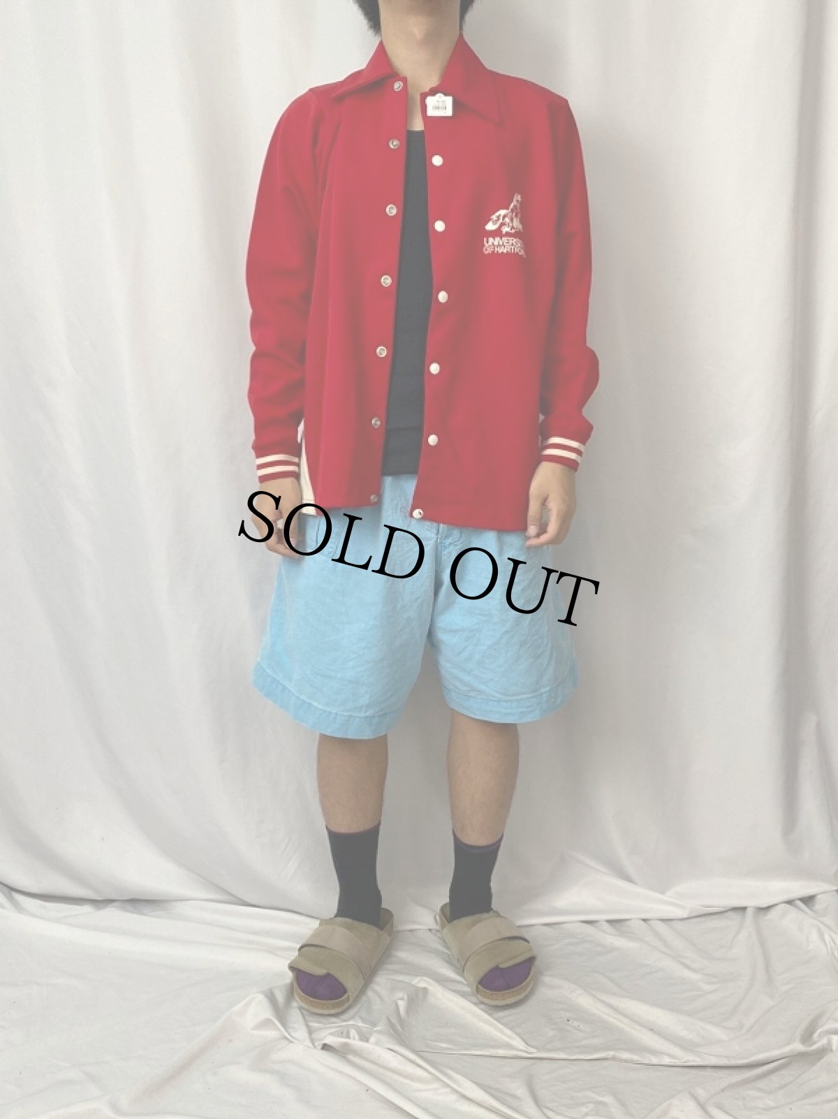 画像2: 60's Champion USA製 "UNIVERSITY OF HARTFORD" スナップボタン トラックジャケット L (2)