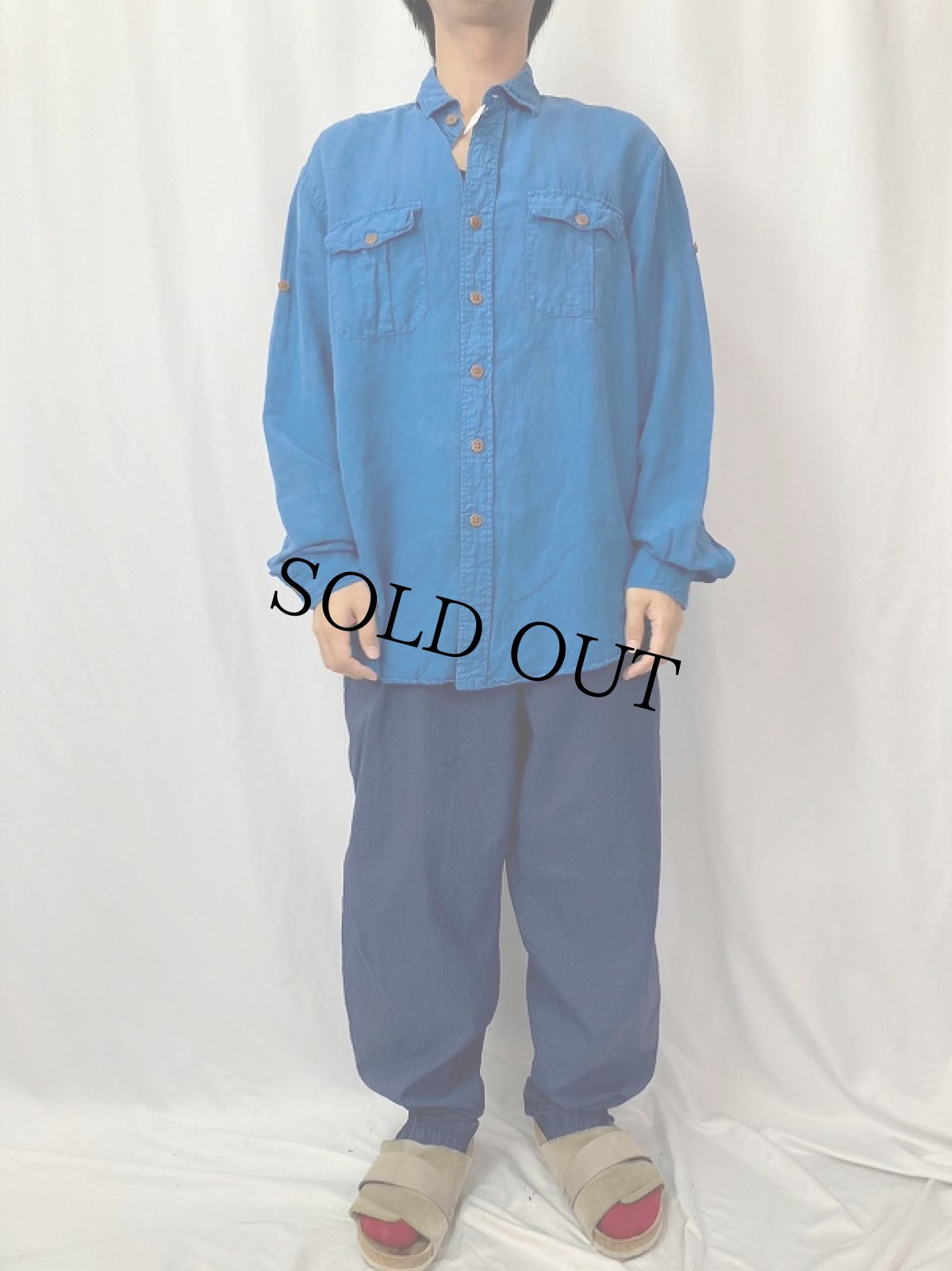 画像2: POLO Ralph Lauren リネン×シルクシャツ L (2)