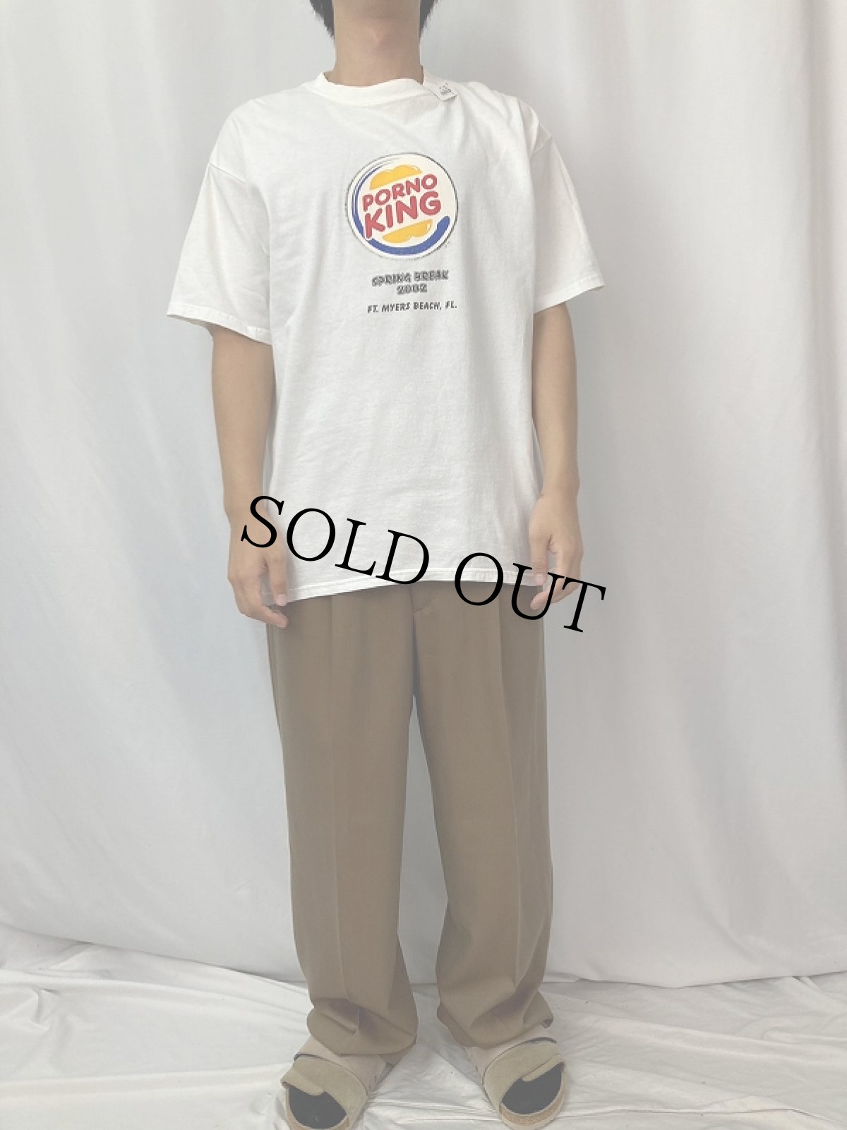 画像2: 2000's "PORNO KING" ハンバーガーショップ パロディTシャツ (2)