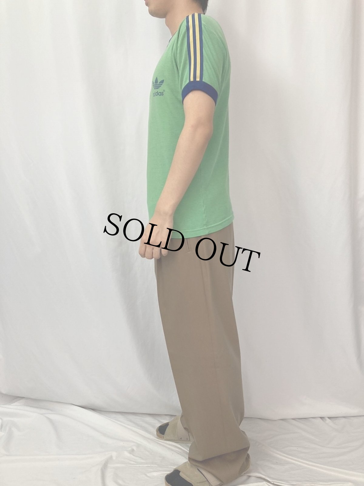 画像3: 80's adidas ロゴプリントリンガーTシャツ M (3)