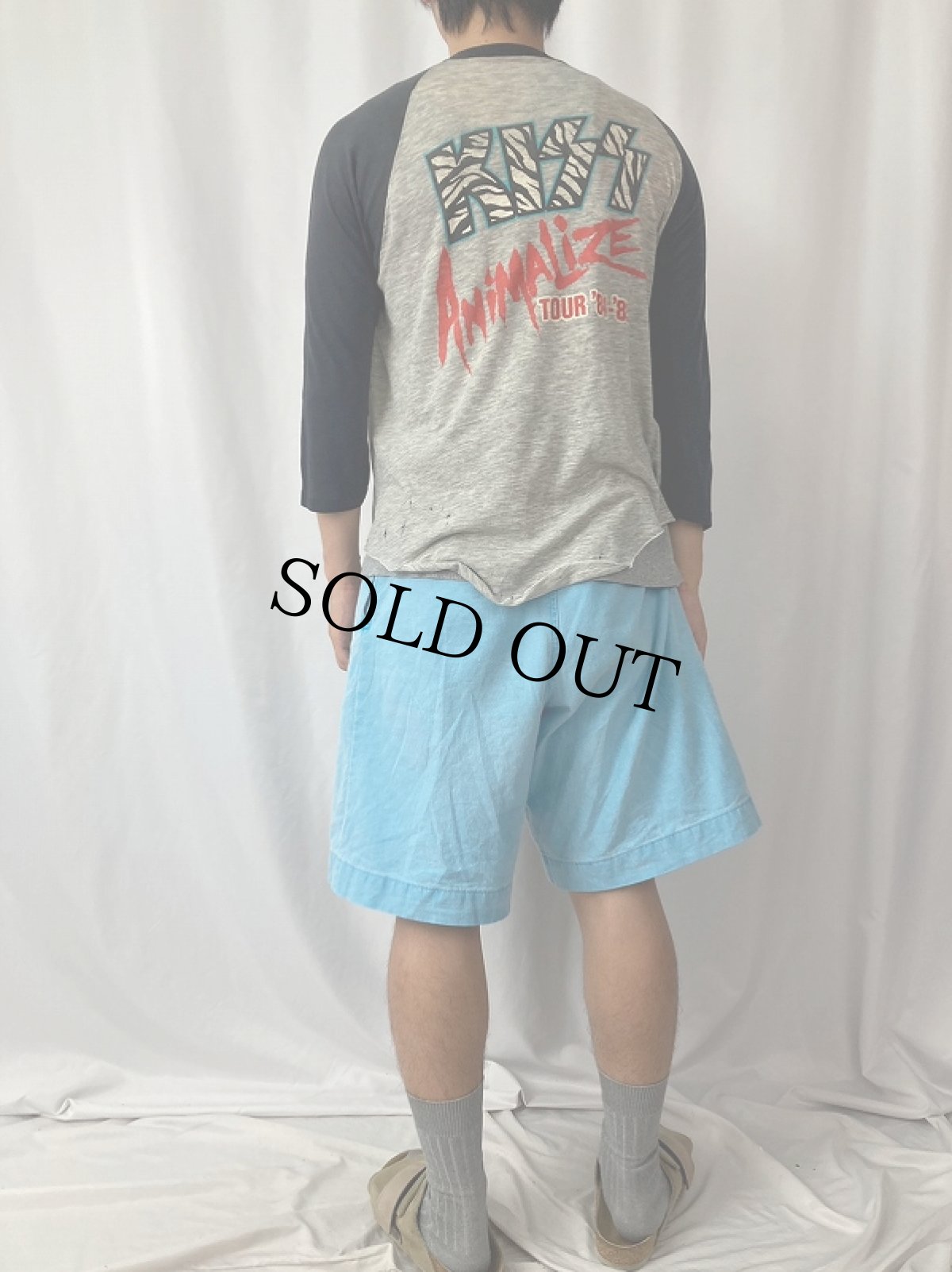 画像4: 80's KISS "ANIMALIZE" ハードロックバンド アルバムラグランTシャツ (4)