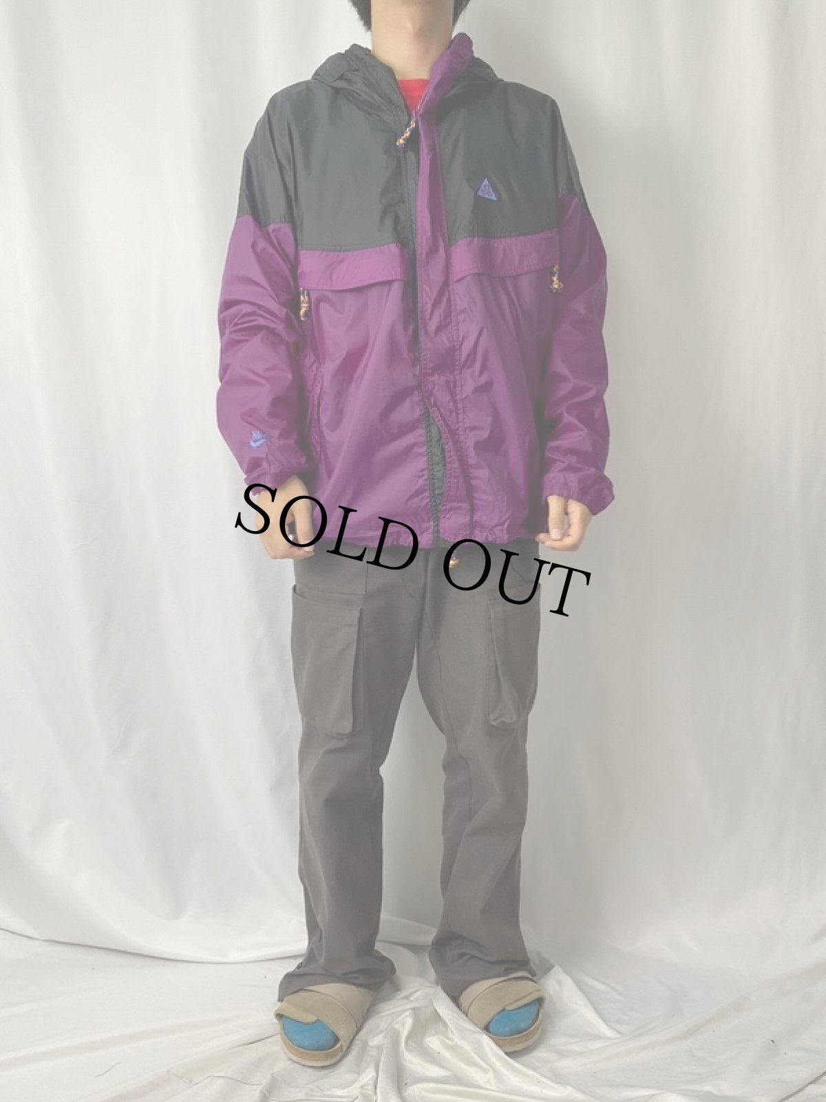 画像2: 90's NIKE ACG 2トーン ナイロンアノラックパーカー L (2)