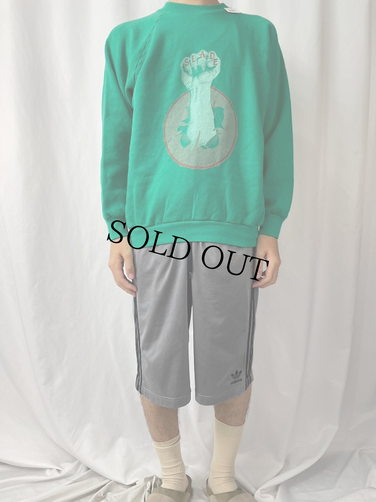 画像2: 90's USA製 "SLADE" プリントラグランスウェット L (2)