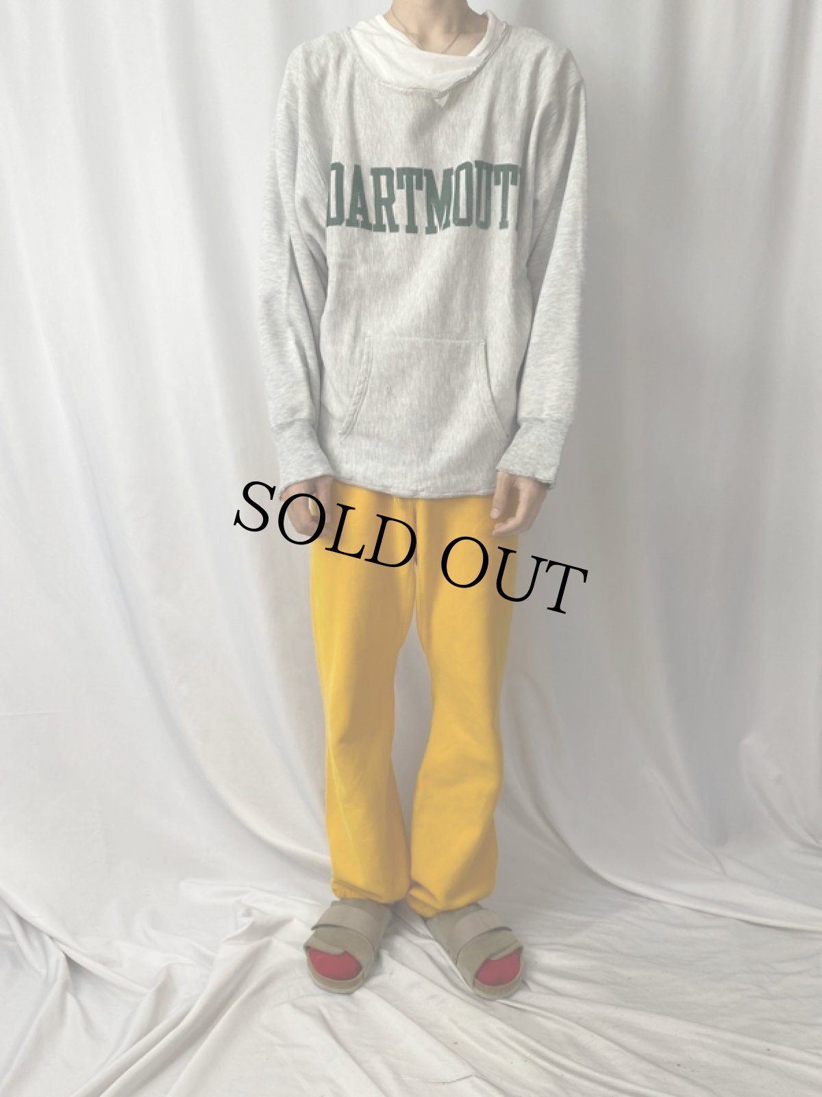 画像2: 80's Champion REVERSE WEAVE トリコタグ USA製 "DARTMOUTH" カットオフ プリントスウェット XL (2)