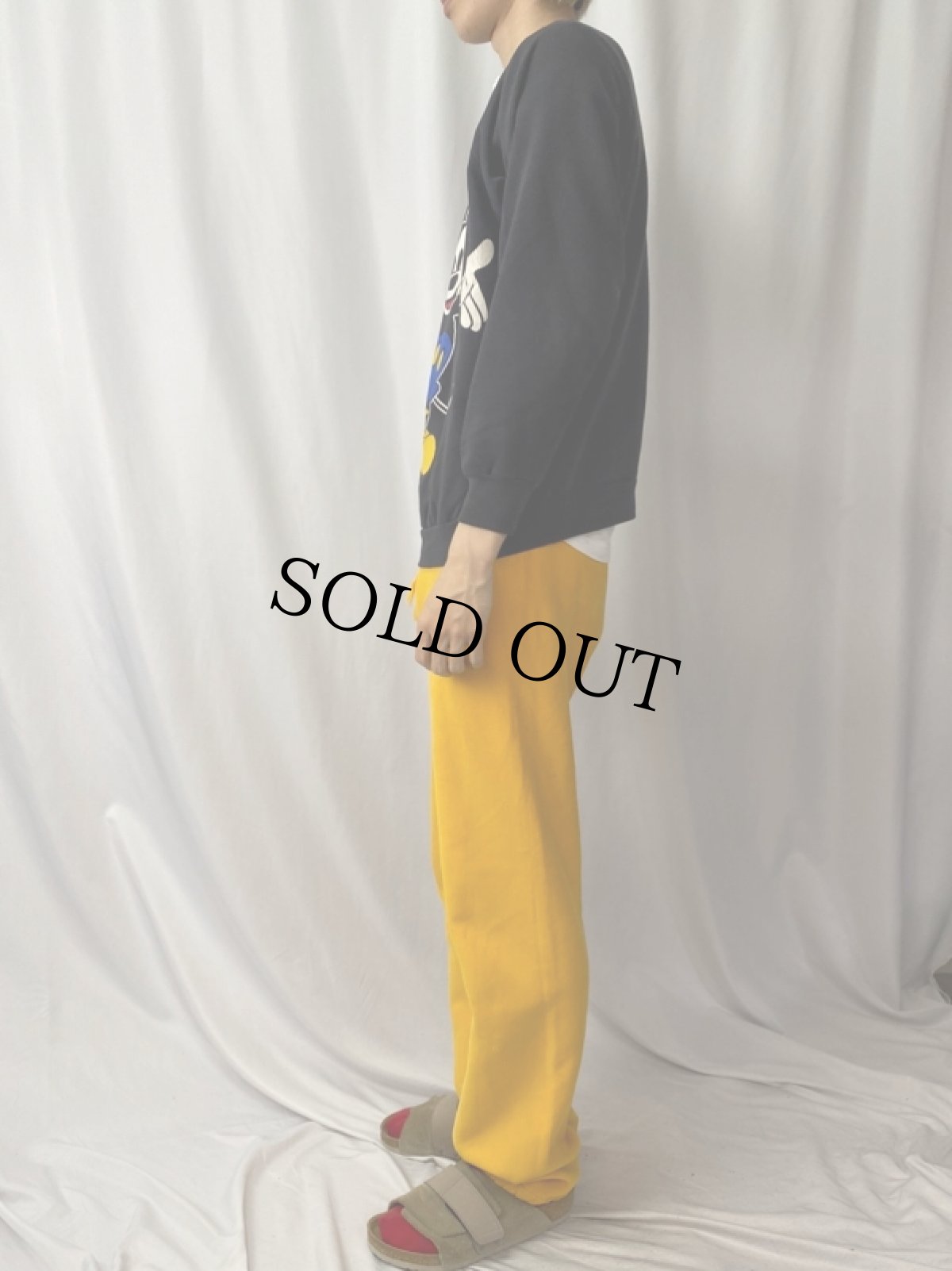 画像3: 80〜90's Disney MICKEY MOUSE 青パンミッキー ラグランスウェット BLACK (3)