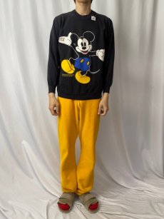 画像2: 80〜90's Disney MICKEY MOUSE 青パンミッキー ラグランスウェット BLACK (2)