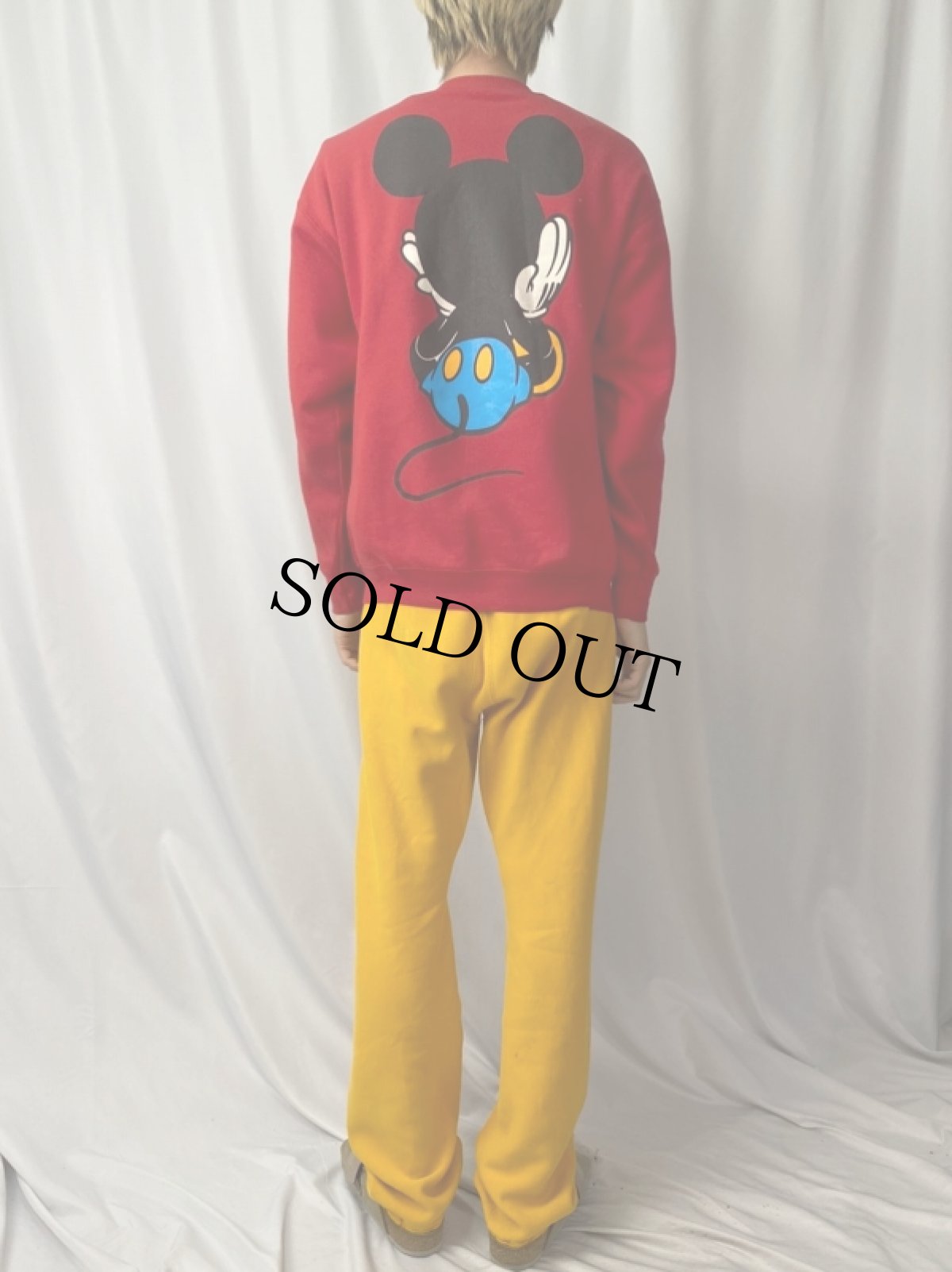 画像4: 90's MICKEY&CO. 青パンミッキー キャラクタープリントスウェット L (4)