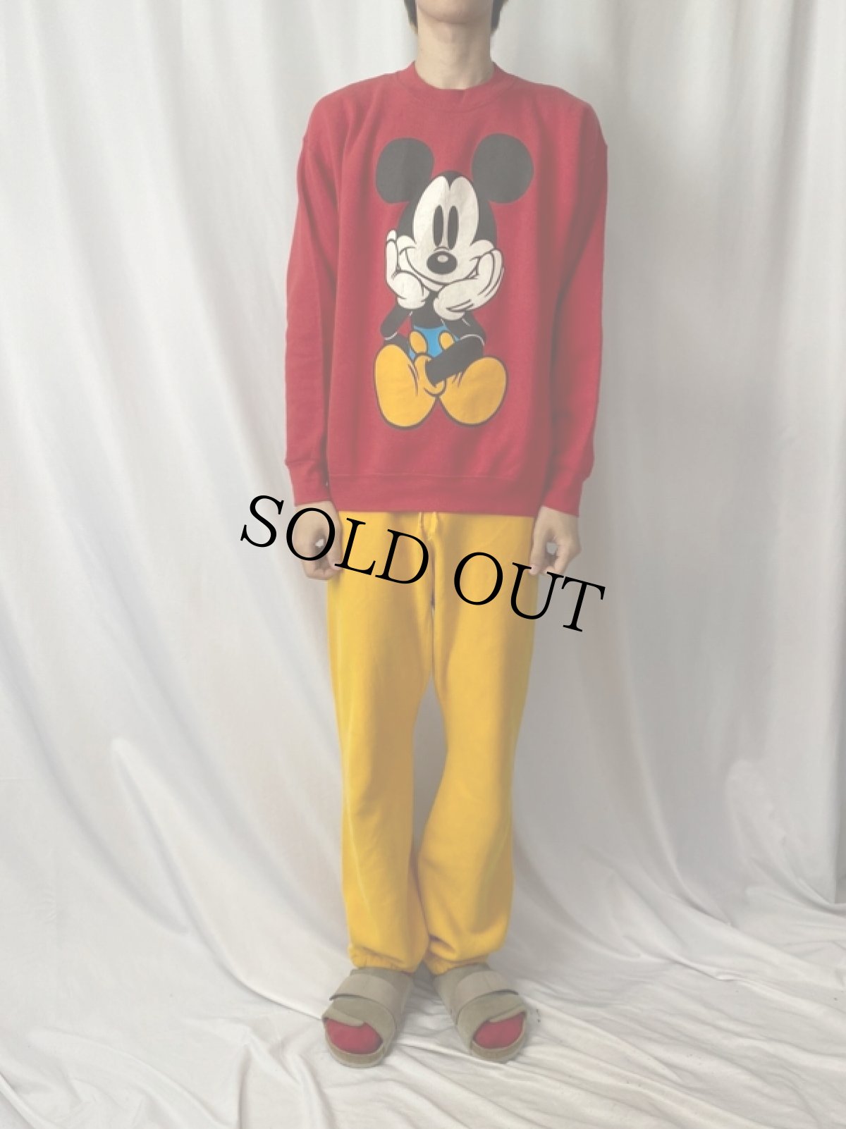 画像2: 90's MICKEY&CO. 青パンミッキー キャラクタープリントスウェット L (2)