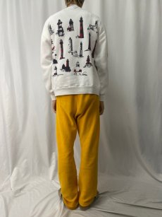 画像4: 90's MICHIGAN RAG CO. USA製 ライトハウス柄 プリントスウェット L (4)