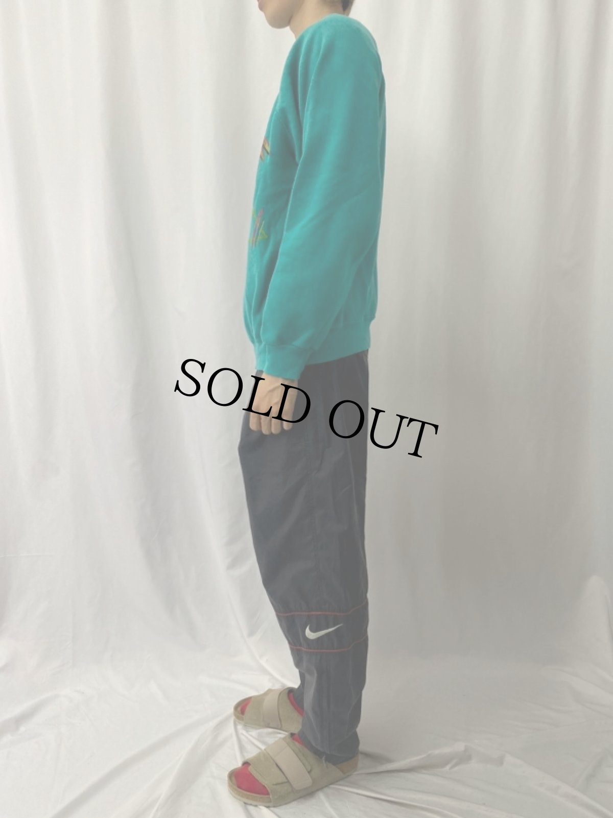 画像3: 90's USA製 ハンドペイント ラグランスウェット L (3)