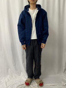 画像2: 90's CAMBER USA製 裏サーマル スウェットジップパーカー NAVY XL (2)