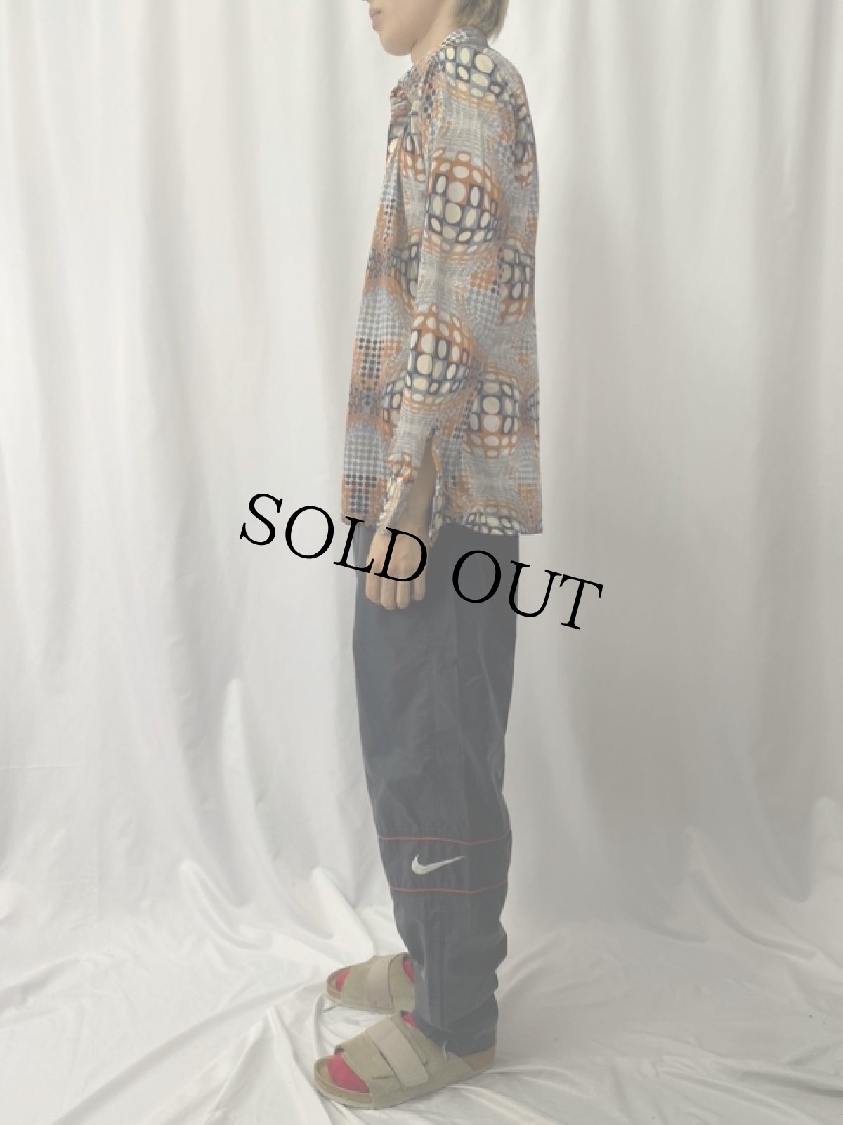 画像3: 70's Burma 総柄 ナイロンシャツ M (3)