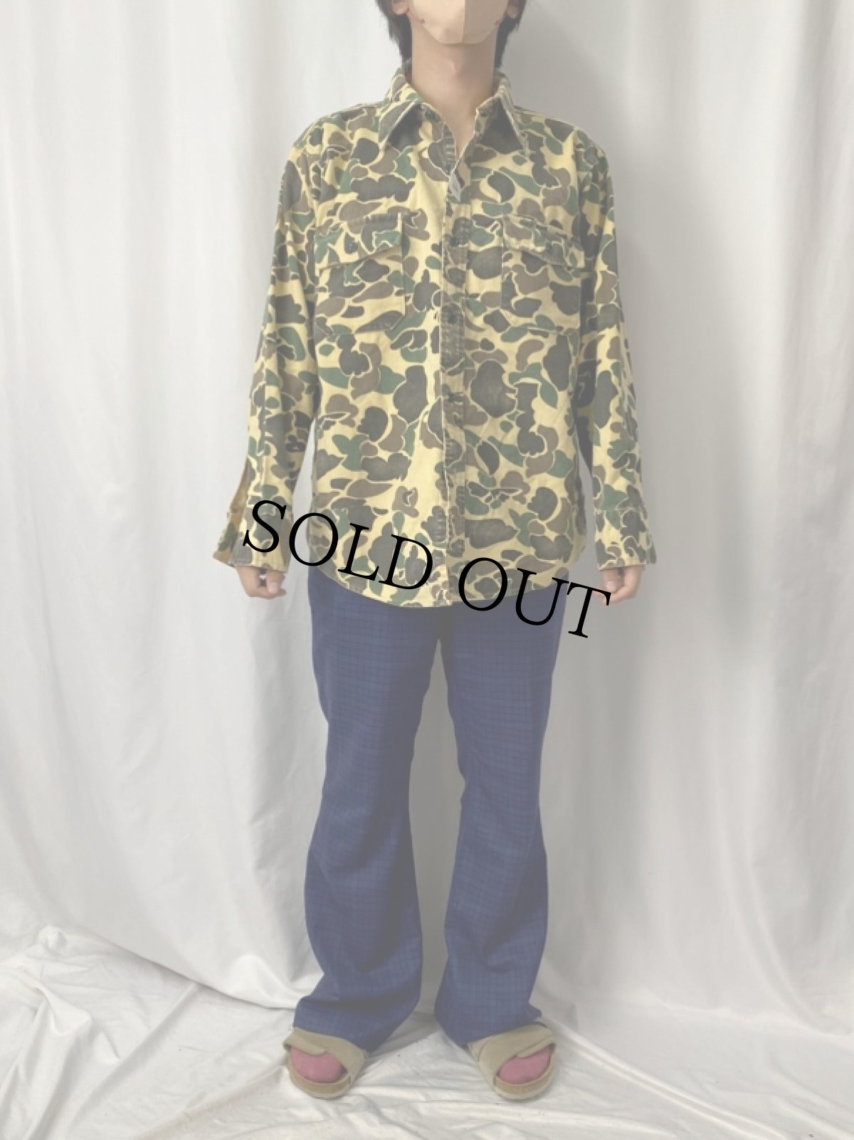 画像2: ダックハンターカモ柄 ネルシャツ L (2)