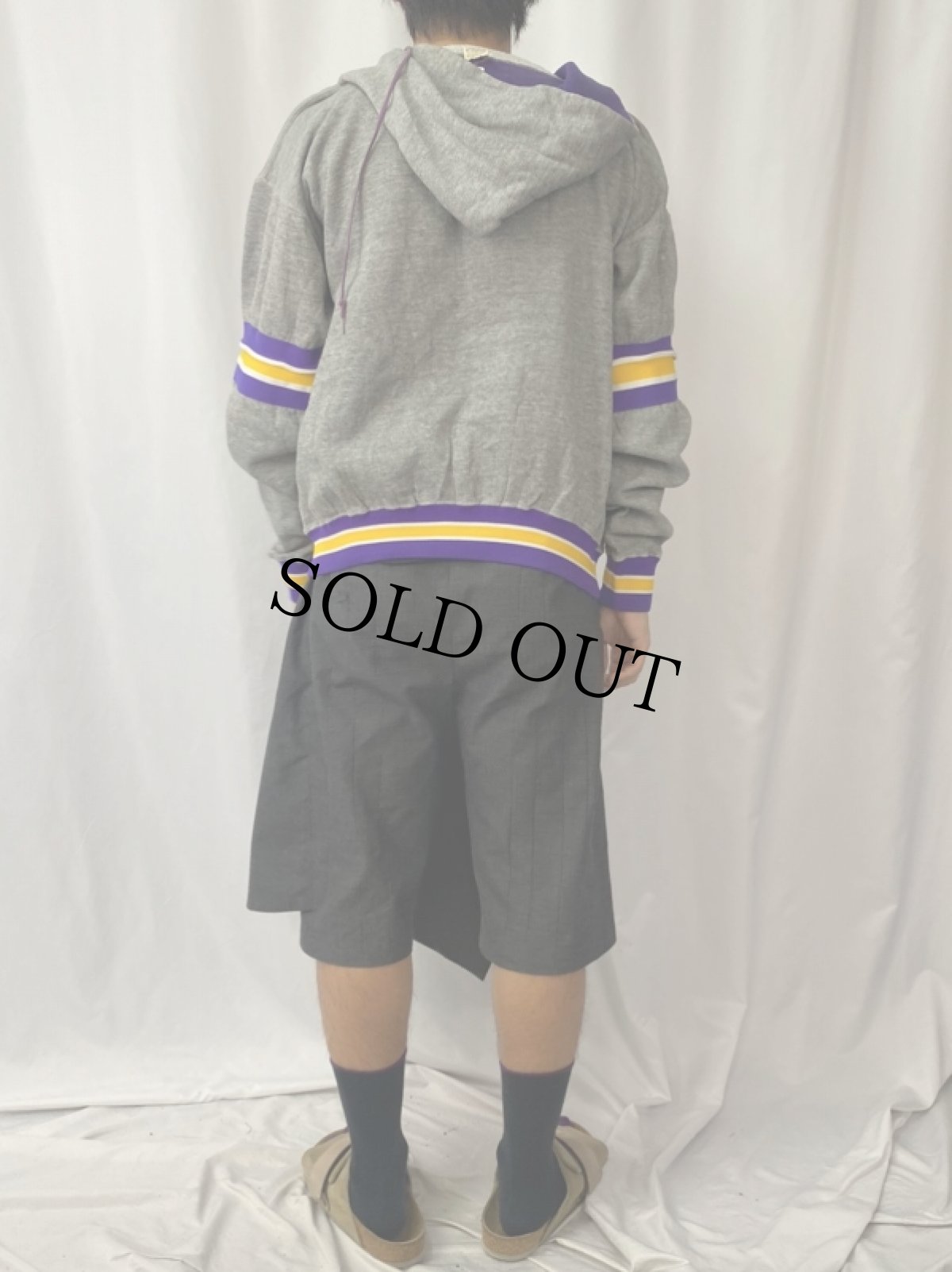 画像4: 70's USA製 "EISENHOWER ATHLETICS" プリントハーフジップスウェットフーディー L (4)